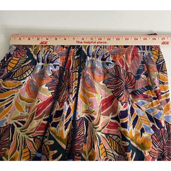 C&C California Size XL Linen Pull On Wide Leg Palazzo Pants Tropical Floral - Picture 6 of 9